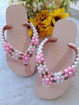 Chinelo bordado flores