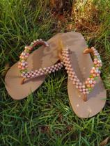 Chinelo bordado Rose Gold
