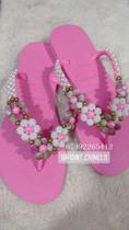 Chinelo bordado slim rosa 37/38