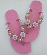 Chinelo bordado slim rosa 37/38