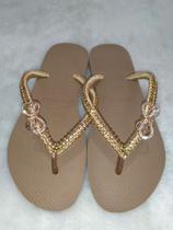 Chinelo bordado slim rose Gold 37/38