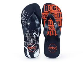 Chinelo Borracha Masculino Estampado Rock'n Roll Praia