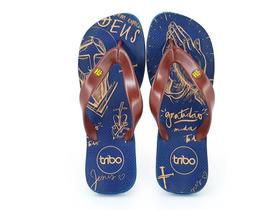 Chinelo Borracha Masculino Tiras Largas Estampa Jesus