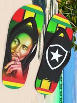 Chinelo BOTAFOGO MEU TIME CORAÇÃO , Reggae BOB MARLEY nas cores do reggae, Personalizado pode colocar o seu nome - Tribus Reggae