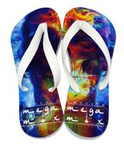 Chinelo Branco Personalizado Estampa Caveira