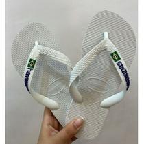 Chinelo Brasil Logo Feminino Cor:BrancoTamanho:43/44