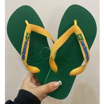 Chinelo Brasil Logo Feminino Cor:Verde/AmareloTamanho:35/36