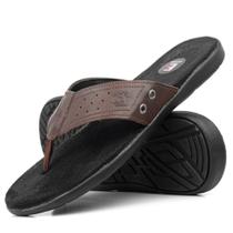 Chinelo Calce Fácil Masculino em Couro Super Conforto Imperdível LF4