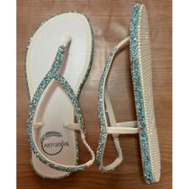 Chinelo Calce Fácil Strass Conforto Bico Redondo Lançamento Art Griffe