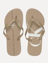 Chinelo Calvin Klein Jeans Logo Flow White Cáqui Médio
