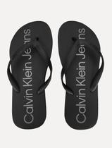 Chinelo Calvin Klein Jeans Silk Grey Logo Básico Preto