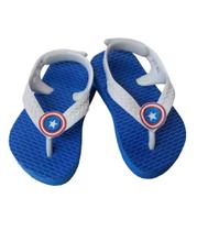 Chinelo Capitão América Infantil e Baby Azul e Branco Super Herói Vingadores Kids Menino Juvenil