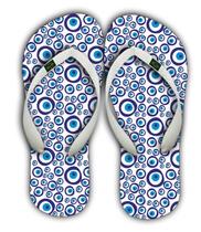 Chinelo Casual Adulto Estampa Olho Grego Simples Azul Macio Leve e Confortável