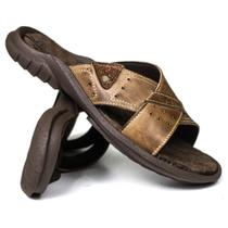 Chinelo Casual Sandália Aberta Masculino Couro Látego