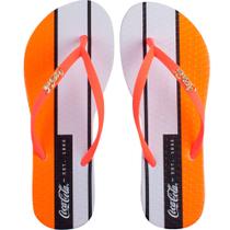 Chinelo Coca Cola Daytona Feminino Branco Laranja Neon