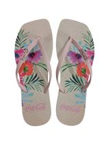 Chinelo Coca Cola Feminino Square Tivoli Bico Quadrado Rose 4398
