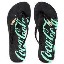 Chinelo Coca Cola Script Preto e Verde - Feminino