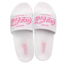 Chinelo Coca Cola Slide Atlanta Star Basic Feminino Branco/Pink Neon