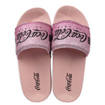 Chinelo Coca Cola Slide Shine Ice Rosê Feminino Chinelo Coca Cola Slide Shine Ice Rosê Feminino