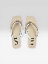Chinelo Com Bico Quadrado E Pedras Branco/Mt39 Chinelo Com Bico Quadrado E Pedras Branco/Mt39