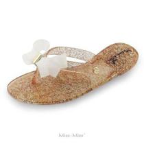 Chinelo com laço miss miss ouro gliter