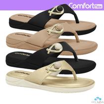 Chinelo Comfortflex Detalhe Dourado Pedra Decorativa
