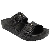 Chinelo Conforto Feminino Flat Plataforma Brilho Fivela Terra e Agua