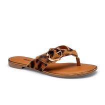 Chinelo Dakota em Couro Animal Print - Feminina