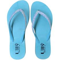Chinelo de Dedo Azul Com Detalhe na Tira Stras - ULLY Chinelo de Dedo Azul Com Detalhe na Tira Stras - ULLY