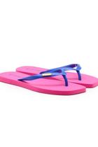 Chinelo de Dedo Azul e Rosa Bico Quadrado Injetado - Dumond