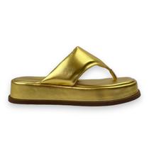 Chinelo de Dedo Dourado Metálico