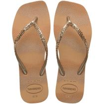 Chinelo de Dedo Feminino Casual Dia a Dia Praia Passeio Havaianas Slim Square Glitter Party