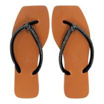 Chinelo De Dedo Feminino Casual Sua Cia Diamond Brown Glam Verão Versátil Antiderrapante Estiloso