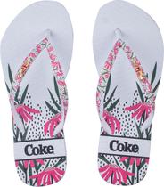 Chinelo de dedo feminino coca cola cc3506 branco floral