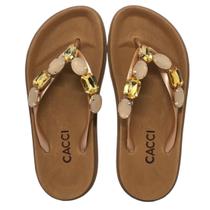 Chinelo de Dedo Feminino Moderno Tiras Pedras Flat Cacci Chinelo de Dedo Feminino Moderno Tiras Pedras Flat Cacci