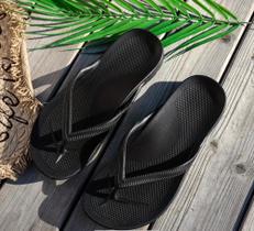 Chinelo De Dedo Preto Borracha Feminino Antiderrapante Ant-stress Ortopédico