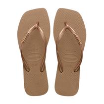Chinelo de Dedo Slim Square Logo Metallic Feminina Havaianas