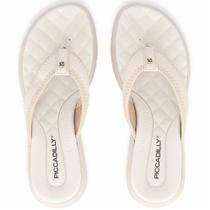 Chinelo de Dedos Esporão Piccadilly Feminino Anabela Médio Cor:Off WhiteTamanho:41