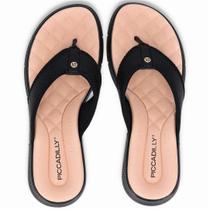 Chinelo de Dedos Esporão Piccadilly Feminino Anabela Médio Cor:PretoTamanho:37