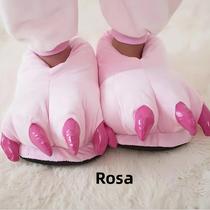 Chinelo de Pelúcia Quente para Homens e Mulheres - Design de Pata de Dinossauro
