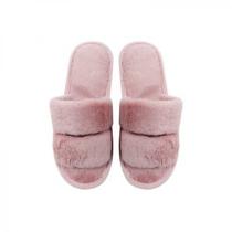 Chinelo de Quarto 33/34 Poliéster Rosa Basic+ Faixa Dupla Antiderrapante