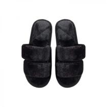 Chinelo de Quarto 37/38 Poliéster Faixa Dupla Preto Basic+ Macio e Confortável