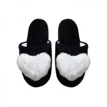 Chinelo de Quarto 37/38 Poliéster Love Preto e Branco Basic+ Macio e Confortável Chinelo de Quarto 37/38 Poliéster Love Preto e Branco Basic+ Macio e Confortável