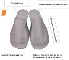 Chinelo De Quarto Aberto Piquet Branco - Pantufas Aberto Piquet - Chinelo em Tecido Aberto Piquet - Cloth Slippers
