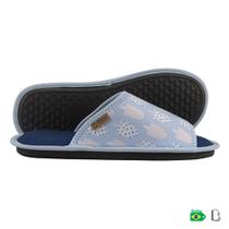 CHINELO DE QUARTO CONFORTO AZUL ESTAMPADO ABERTO Tamanho 37/38