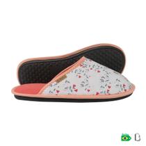 CHINELO DE QUARTO CONFORTO FLORAL E SALMON FECHADO Tamanho 35/36 CHINELO DE QUARTO CONFORTO FLORAL E SALMON FECHADO Tamanho 35/36