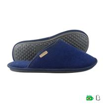 CHINELO DE QUARTO CONFORTO PLUSH BOUCLE AZUL MARINHO - FECHADO - Branca Artesanatos