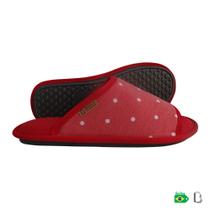 CHINELO DE QUARTO CONFORTO POÁ VERMELHO - ABERTO - Branca Artesanatos CHINELO DE QUARTO CONFORTO POÁ VERMELHO - ABERTO - Branca Artesanatos