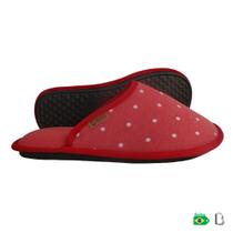 CHINELO DE QUARTO CONFORTO POÁ VERMELHO - FECHADO - Branca Artesanatos CHINELO DE QUARTO CONFORTO POÁ VERMELHO - FECHADO - Branca Artesanatos