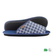 CHINELO DE QUARTO CONFORTO XADREZ AZUL E BRANCO ABERTO Tamanho 33/34